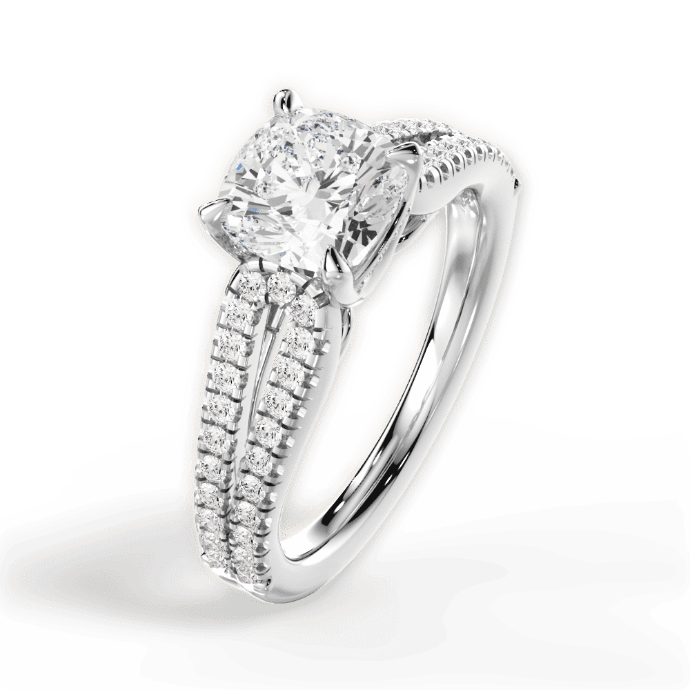 14kt White Gold/18kt White Gold/Platinum/cushion/side