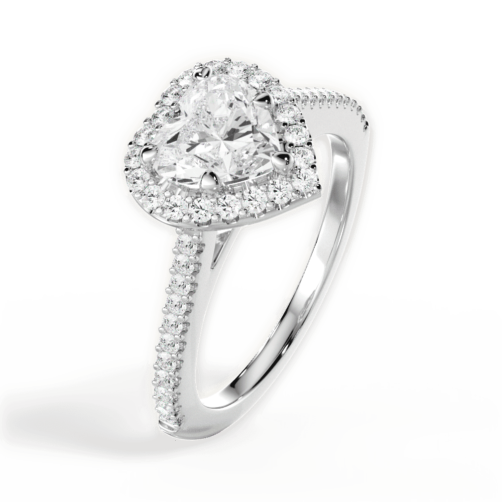 14kt White Gold/18kt White Gold/Platinum/heart/side