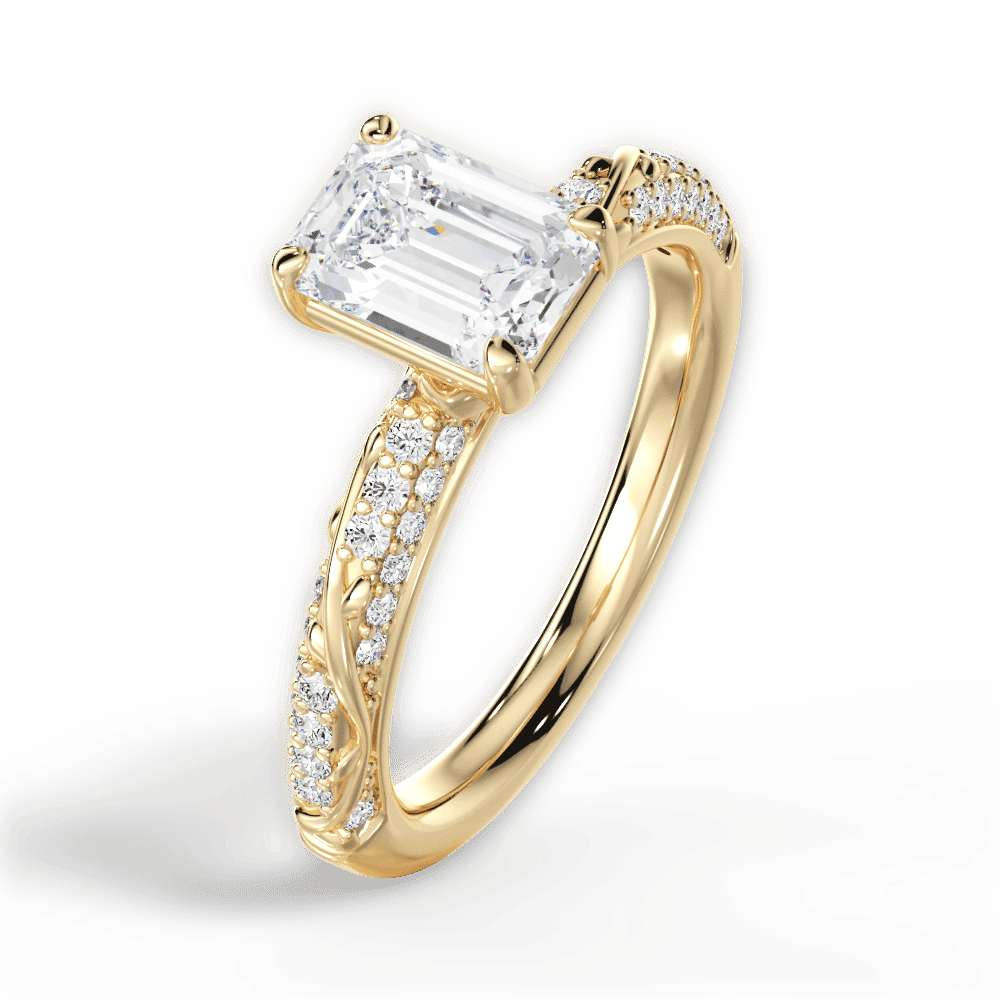 14kt Yellow Gold/18kt Yellow Gold/emerald/side