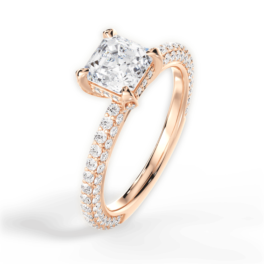14kt Rose Gold/18kt Rose Gold/asscher/side