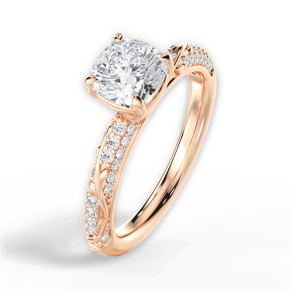 14kt Rose Gold/18kt Rose Gold/cushion/side