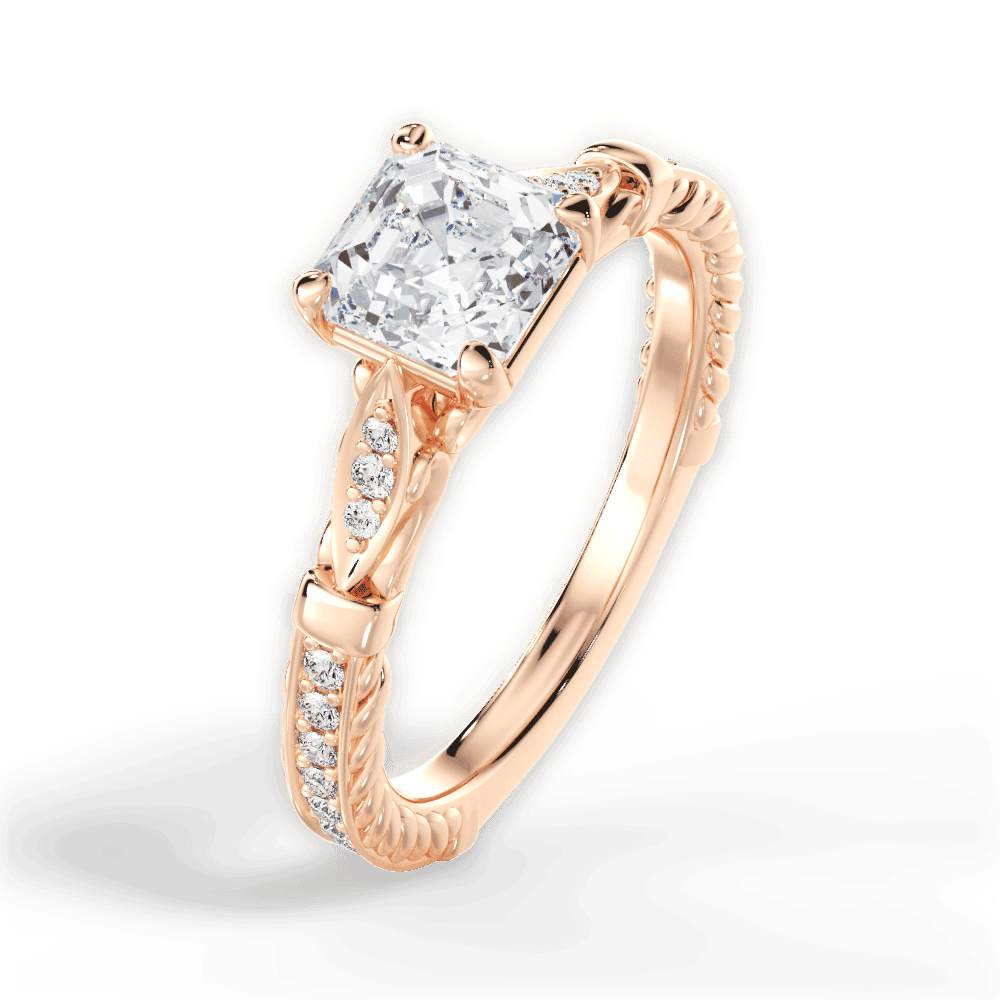 14kt Rose Gold/18kt Rose Gold/asscher/side