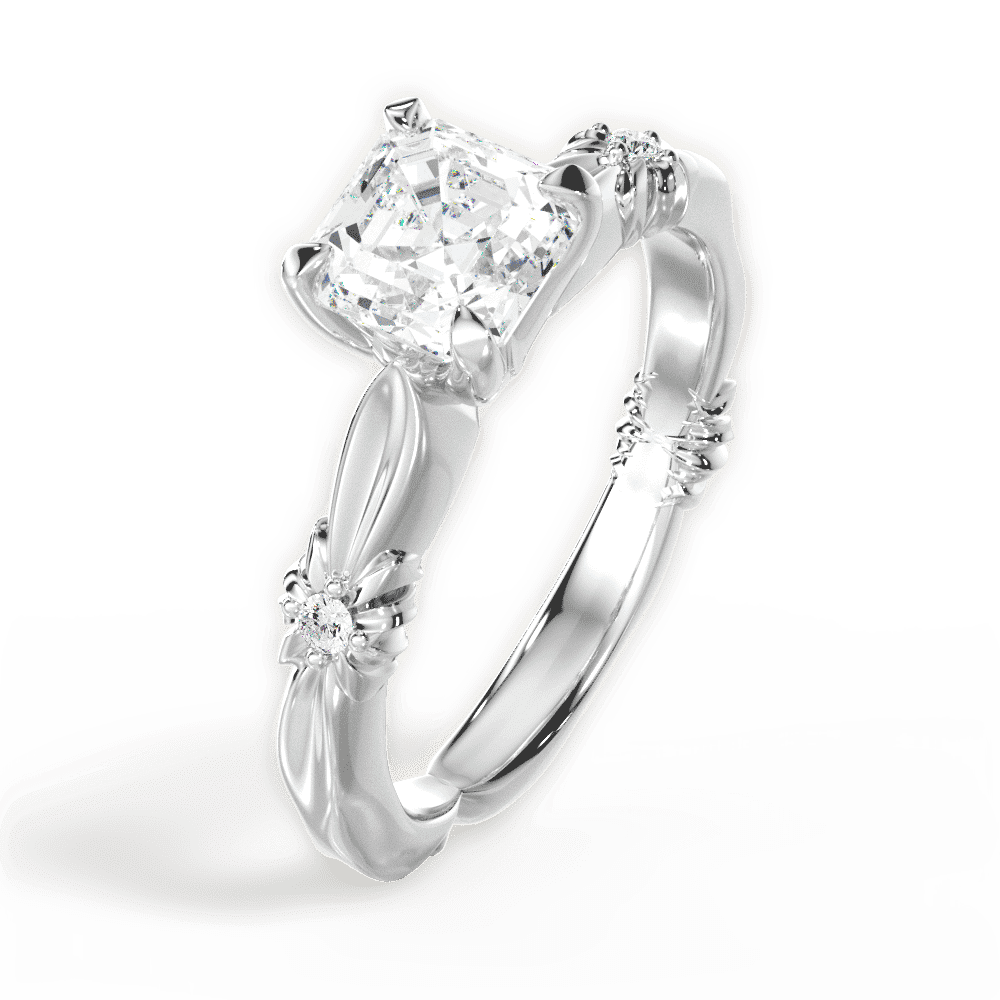 14kt White Gold/18kt White Gold/Platinum/asscher/side