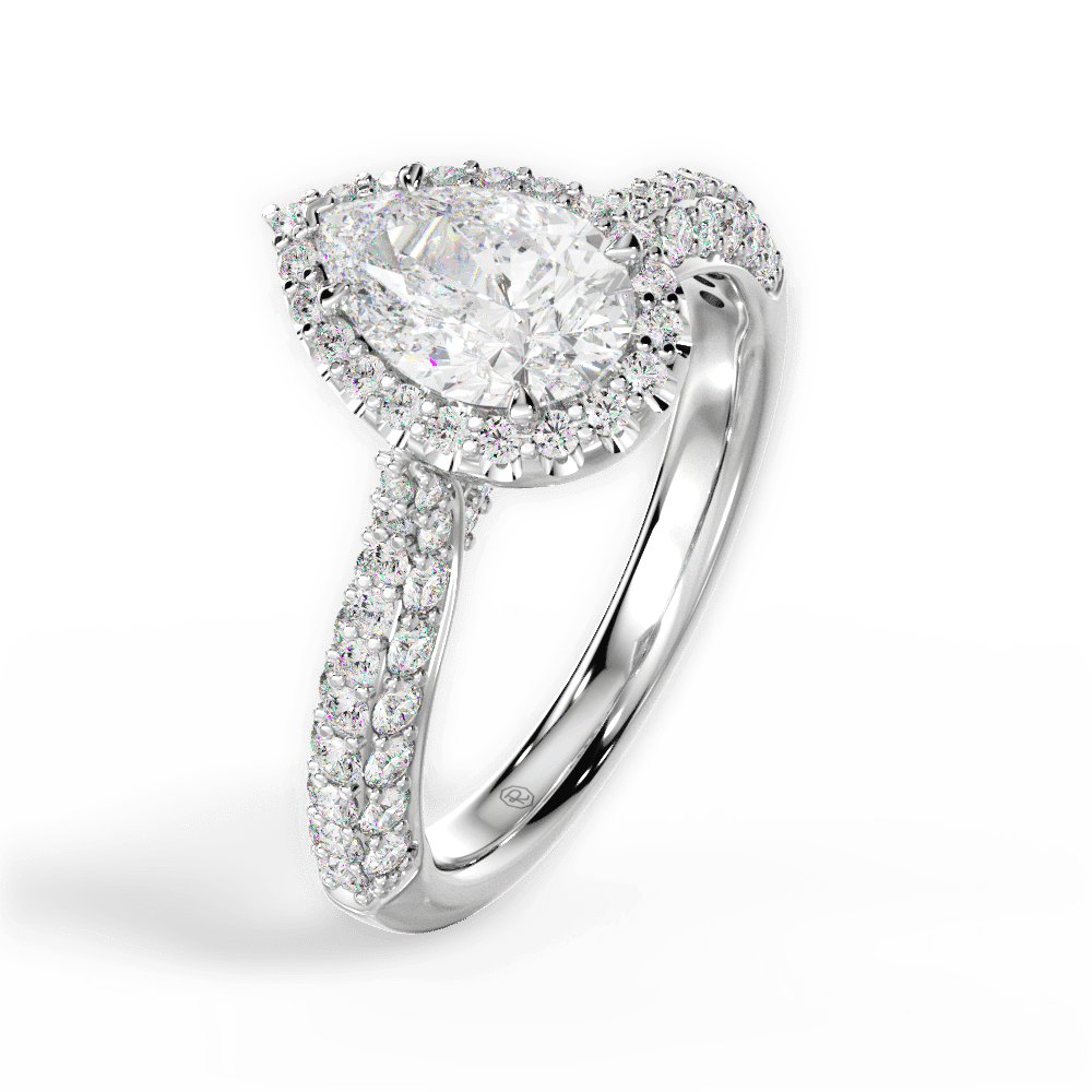 14kt White Gold/18kt White Gold/Platinum/pear/side
