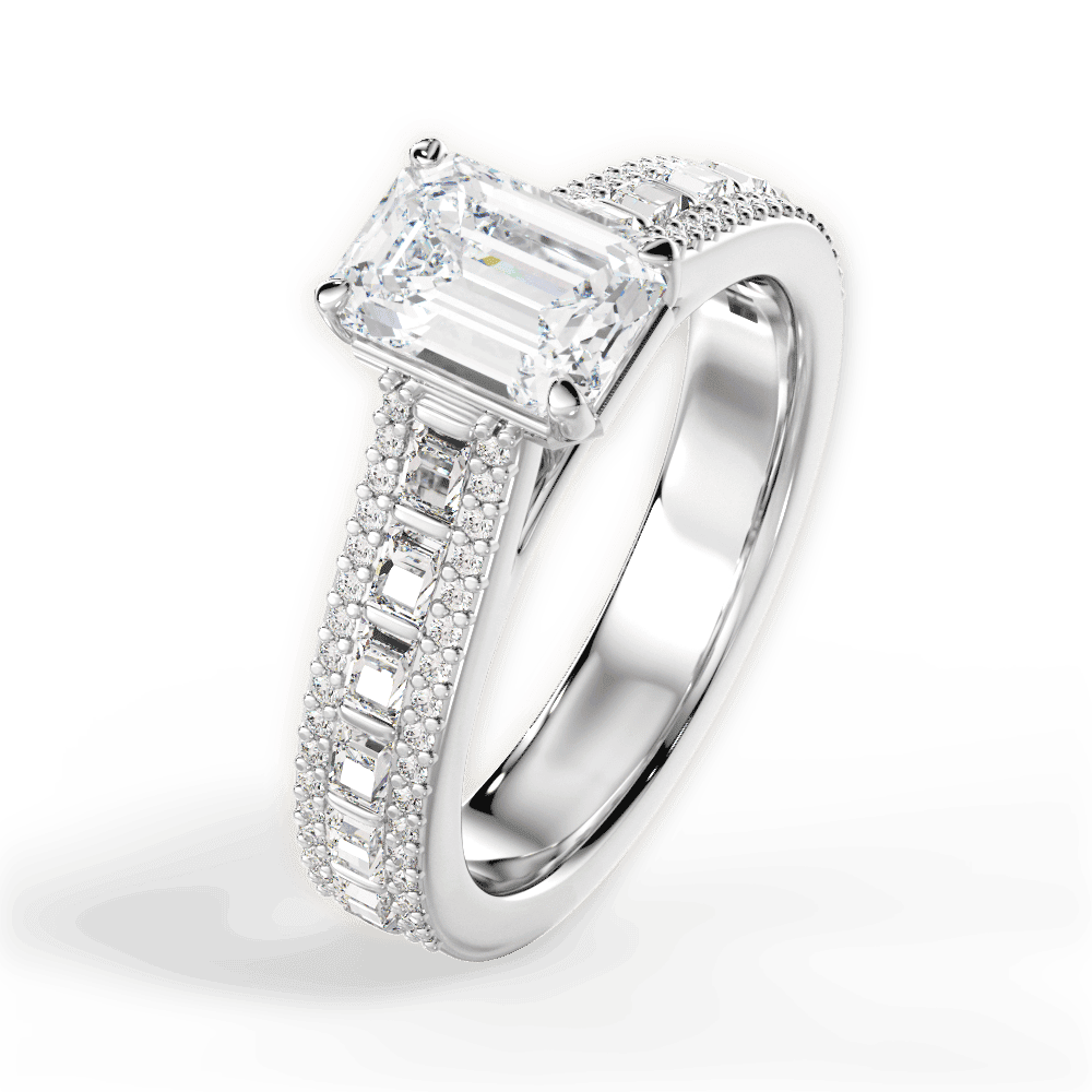 14kt White Gold/18kt White Gold/Platinum/emerald/side