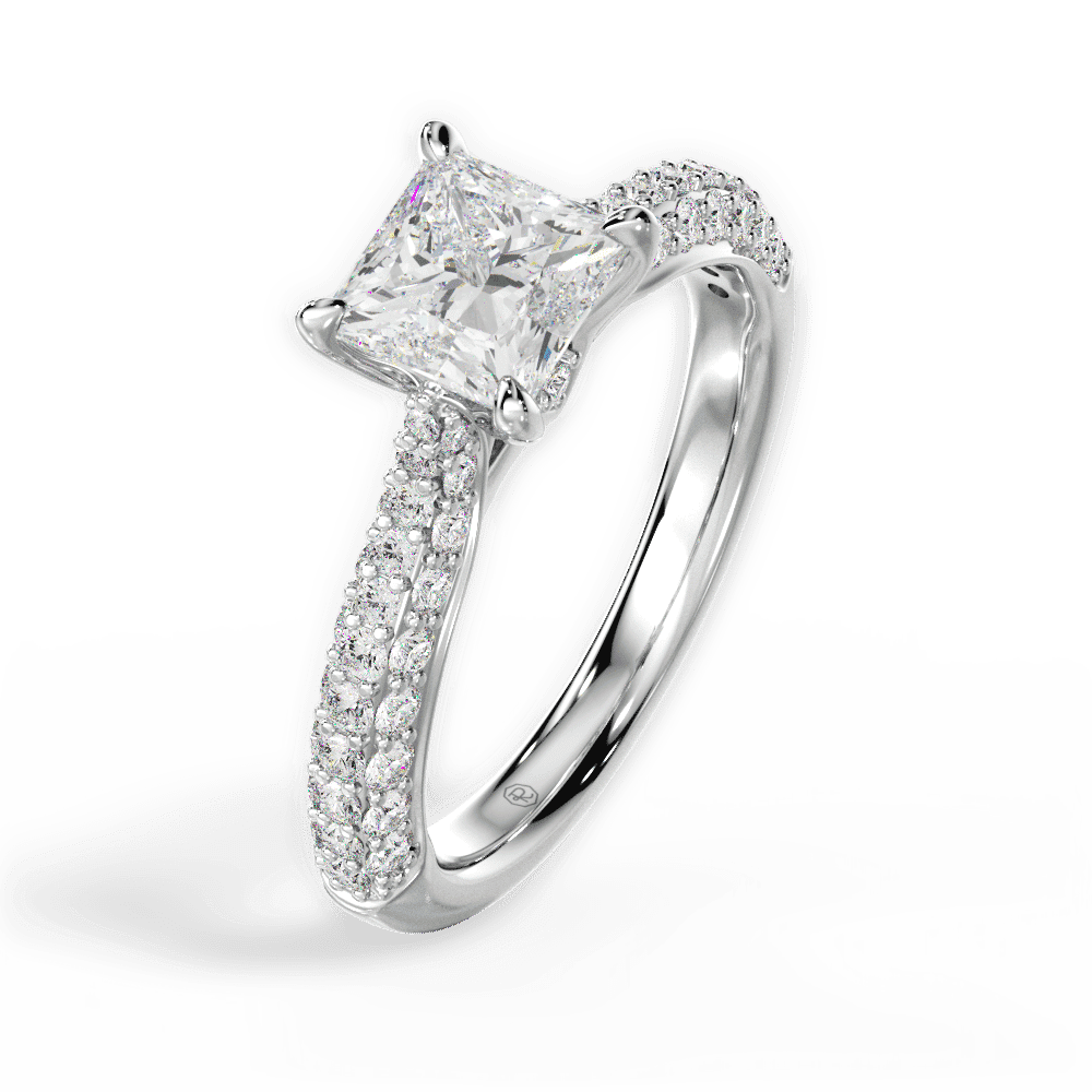 14kt White Gold/18kt White Gold/Platinum/princess/side