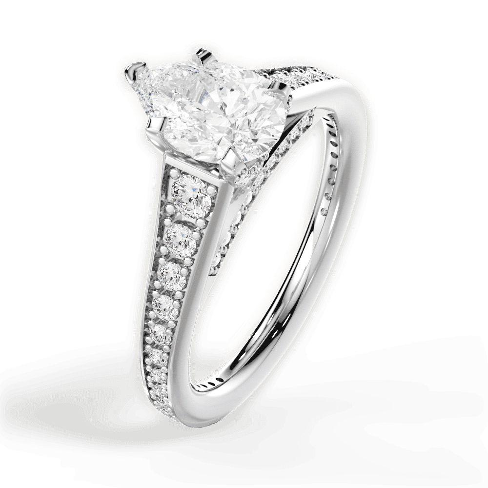 14kt White Gold/18kt White Gold/Platinum/pear/side