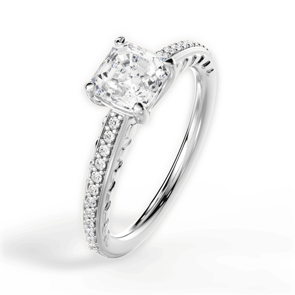 14kt White Gold/18kt White Gold/Platinum/asscher/side