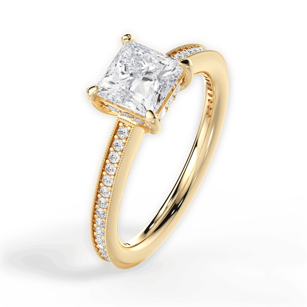 14kt Yellow Gold/18kt Yellow Gold/princess/side