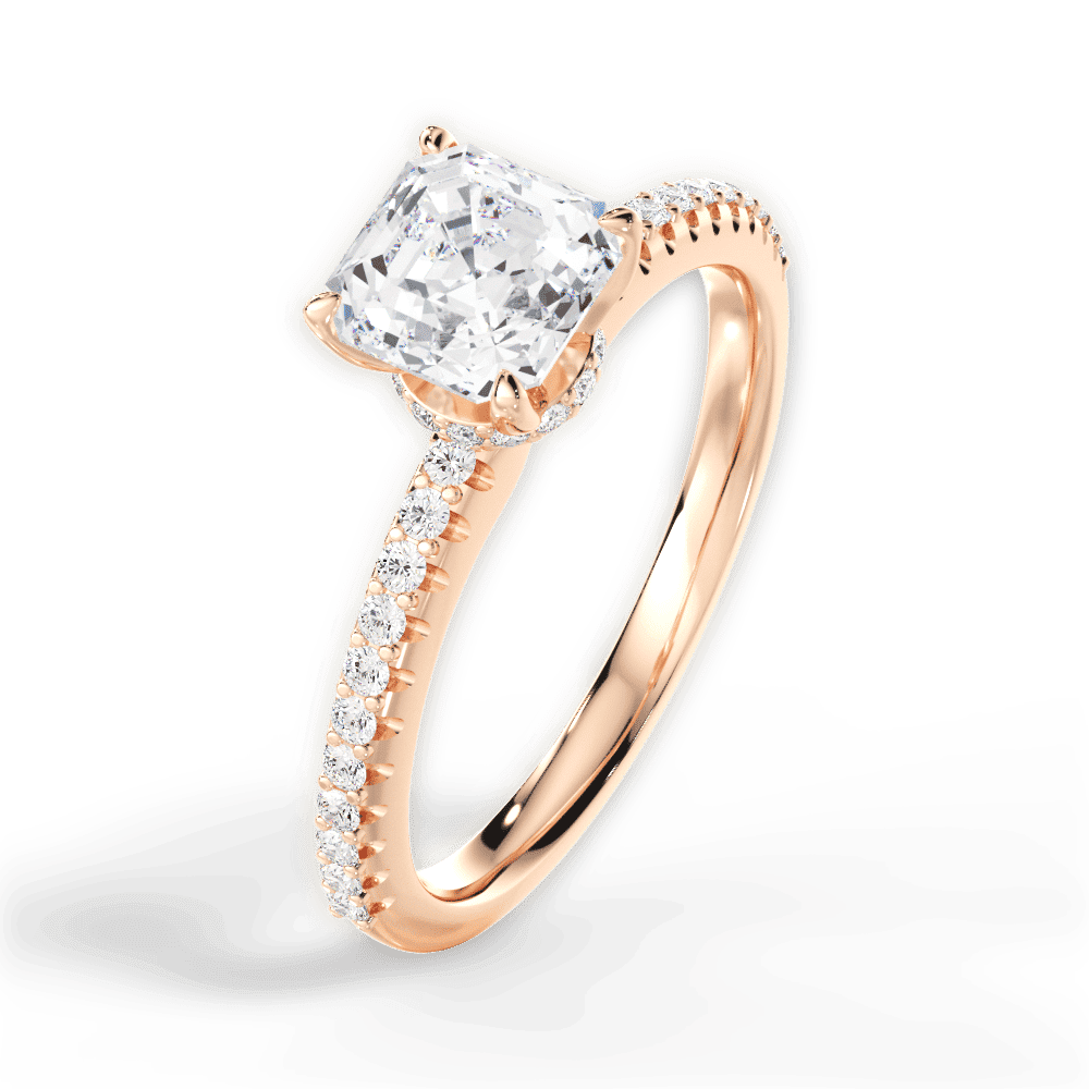 14kt Rose Gold/18kt Rose Gold/asscher/side