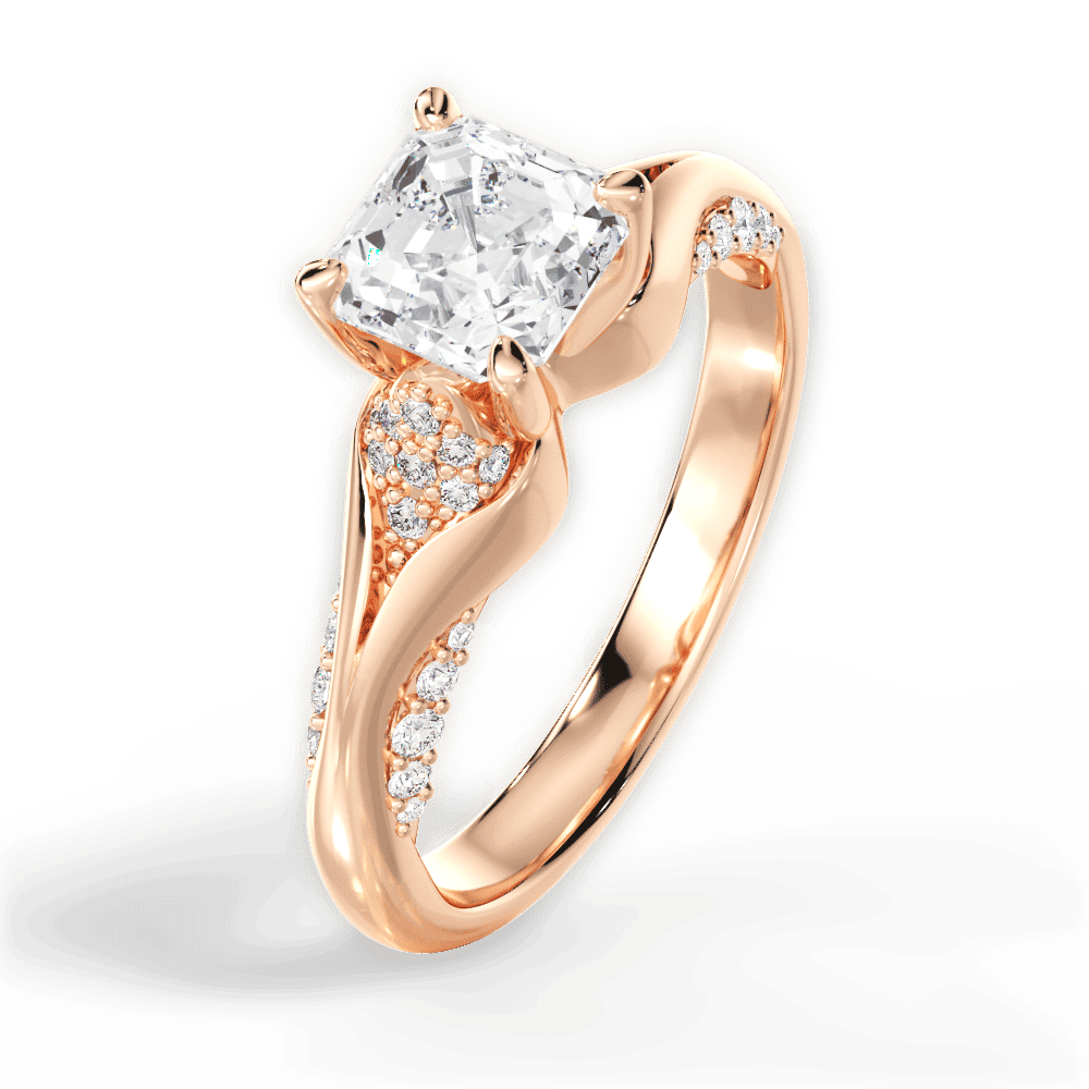 14kt Rose Gold/18kt Rose Gold/asscher/side