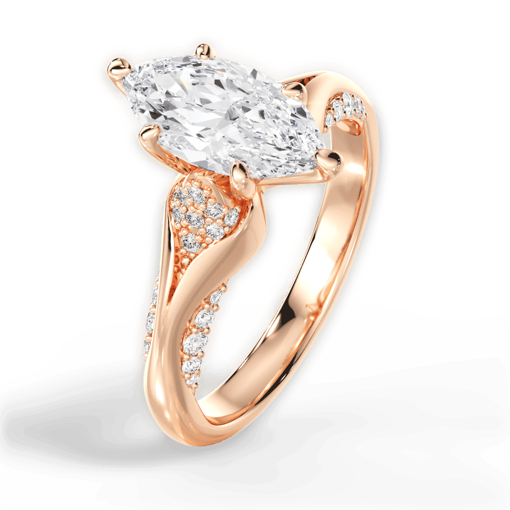 14kt Rose Gold/18kt Rose Gold/marquise/side