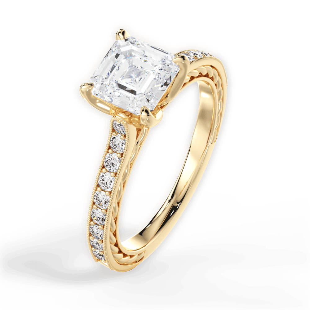 14kt Yellow Gold/18kt Yellow Gold/asscher/side