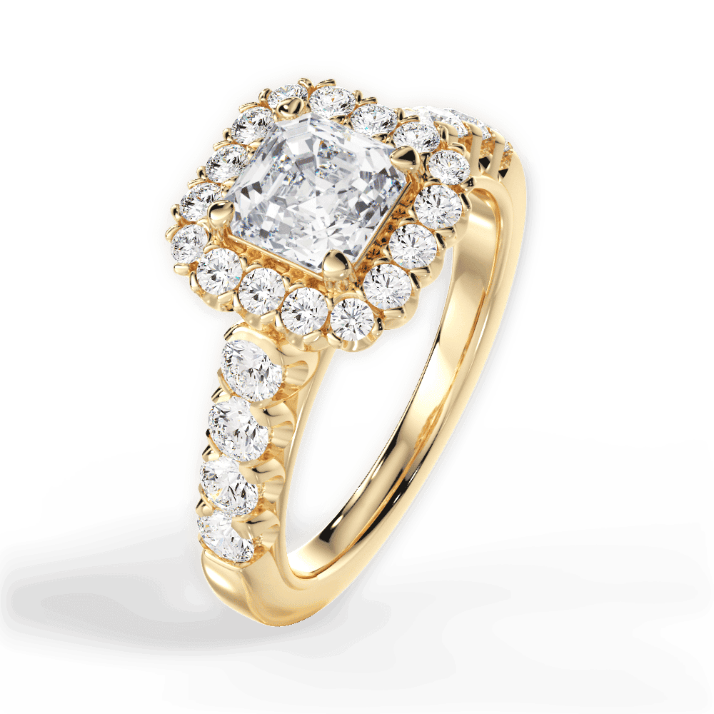 14kt Yellow Gold/18kt Yellow Gold/asscher/side