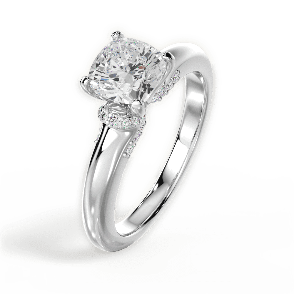 14kt White Gold/18kt White Gold/Platinum/cushion/side