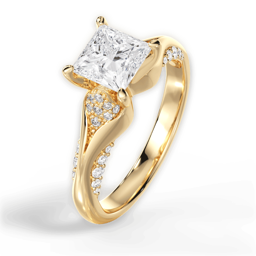 14kt Yellow Gold/18kt Yellow Gold/princess/side