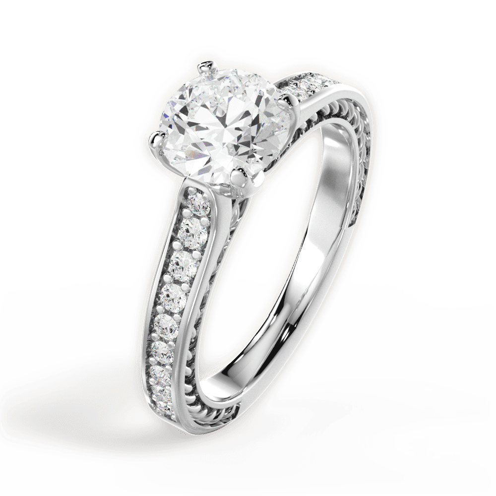 14kt White Gold/18kt White Gold/Platinum/round/side