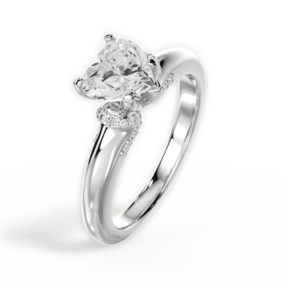 14kt White Gold/18kt White Gold/Platinum/heart/side