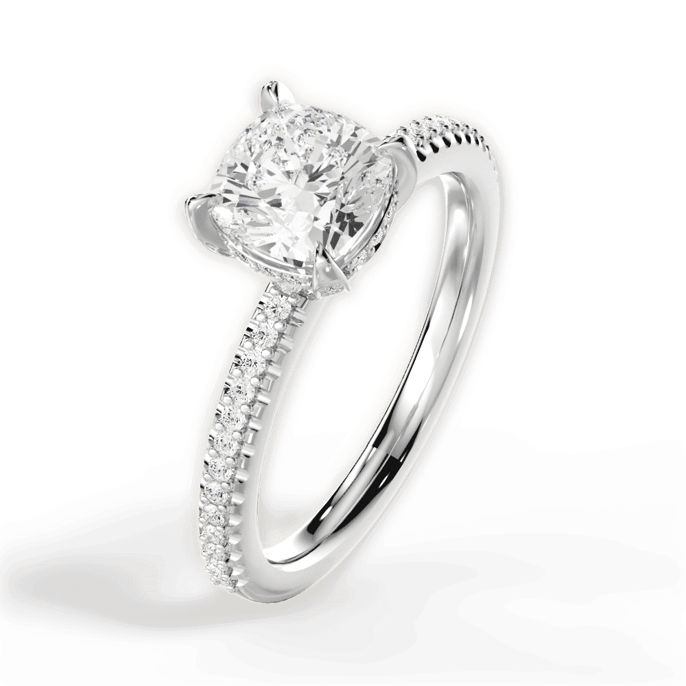 14kt White Gold/18kt White Gold/Platinum/cushion/side