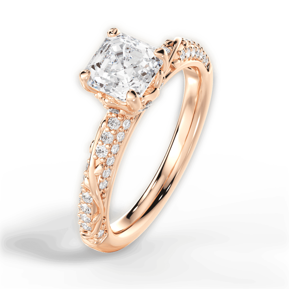 14kt Rose Gold/18kt Rose Gold/asscher/side