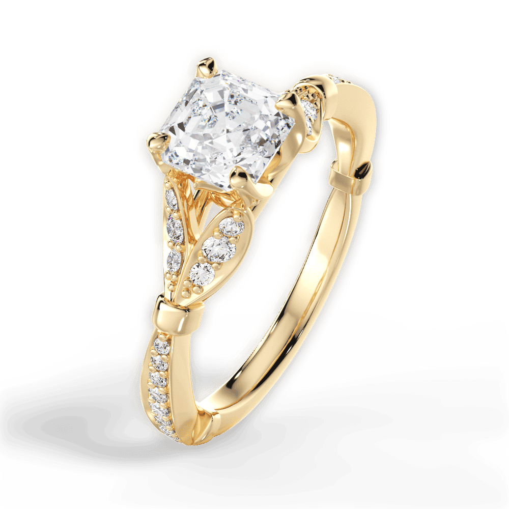 14kt Yellow Gold/18kt Yellow Gold/asscher/side