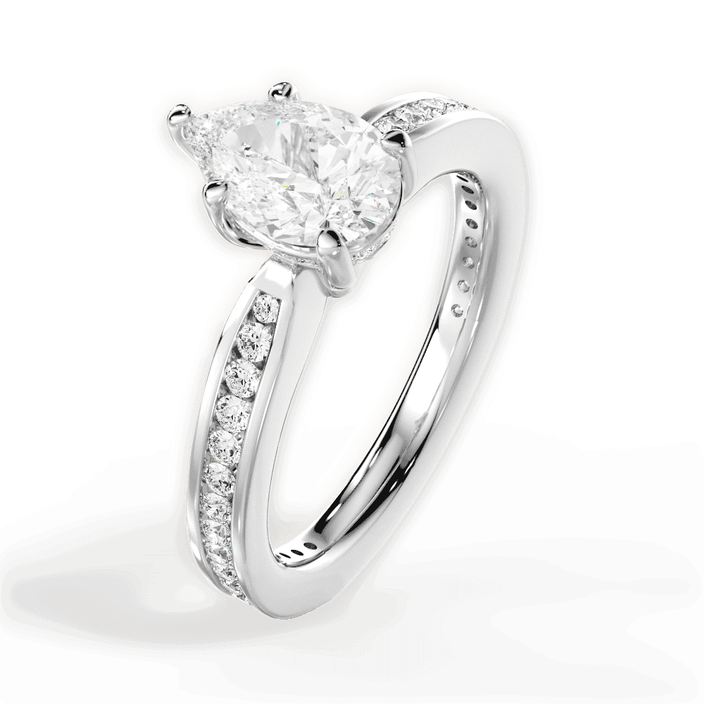 14kt White Gold/18kt White Gold/Platinum/pear/side