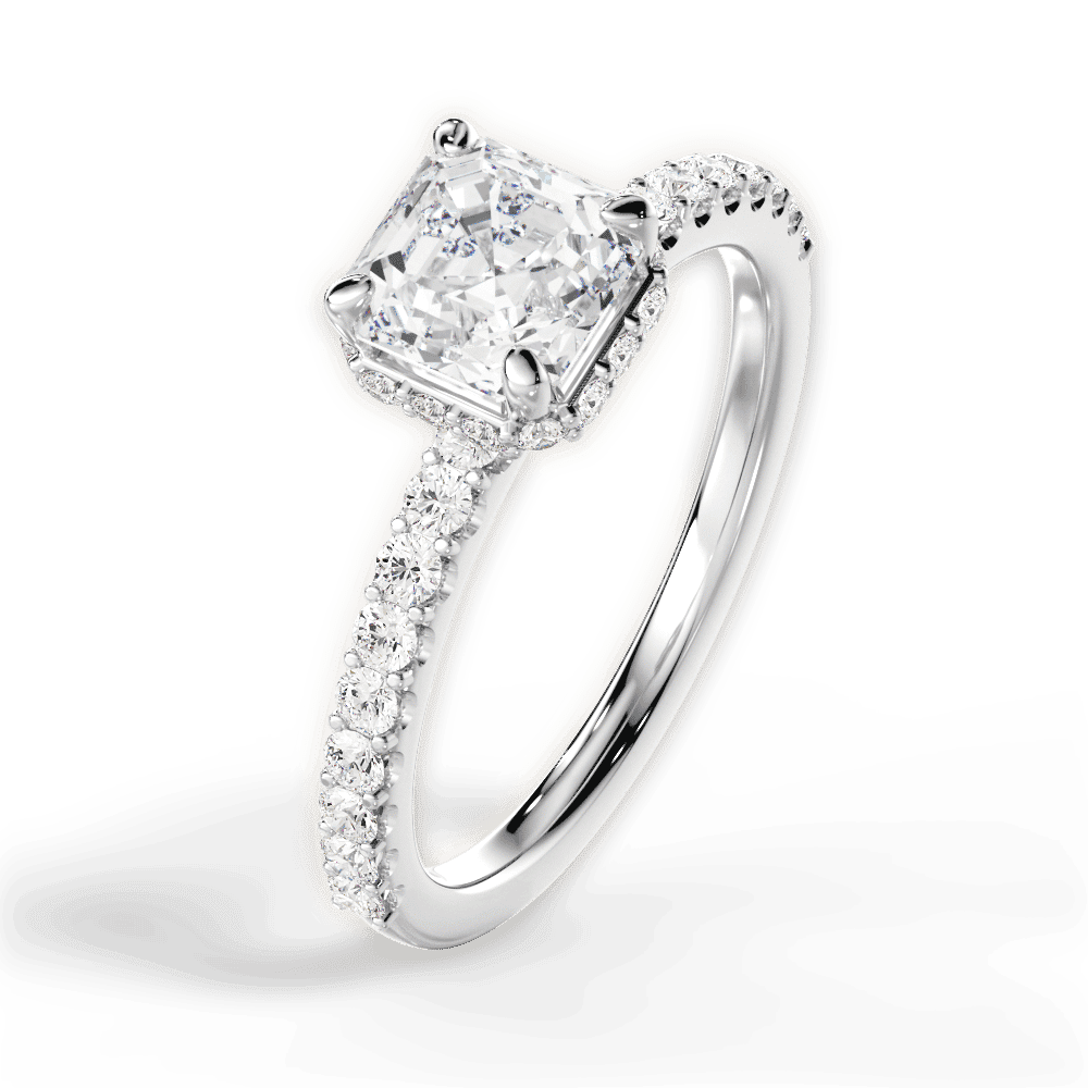 14kt White Gold/18kt White Gold/Platinum/asscher/side