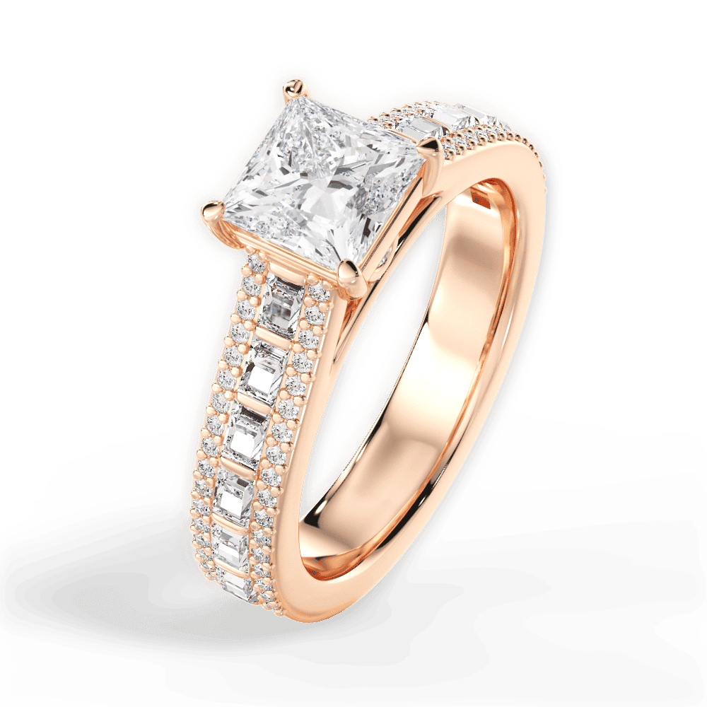 14kt Rose Gold/18kt Rose Gold/princess/side