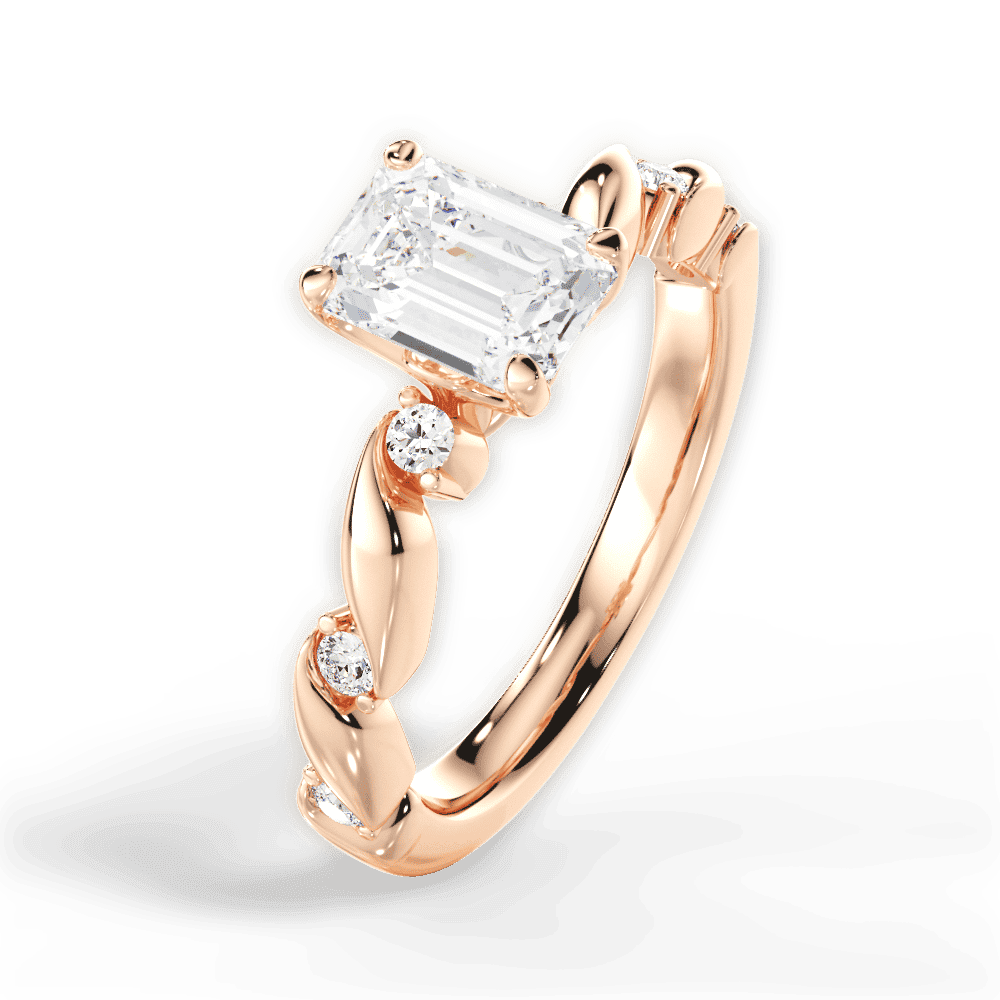 14kt Rose Gold/18kt Rose Gold/emerald/side