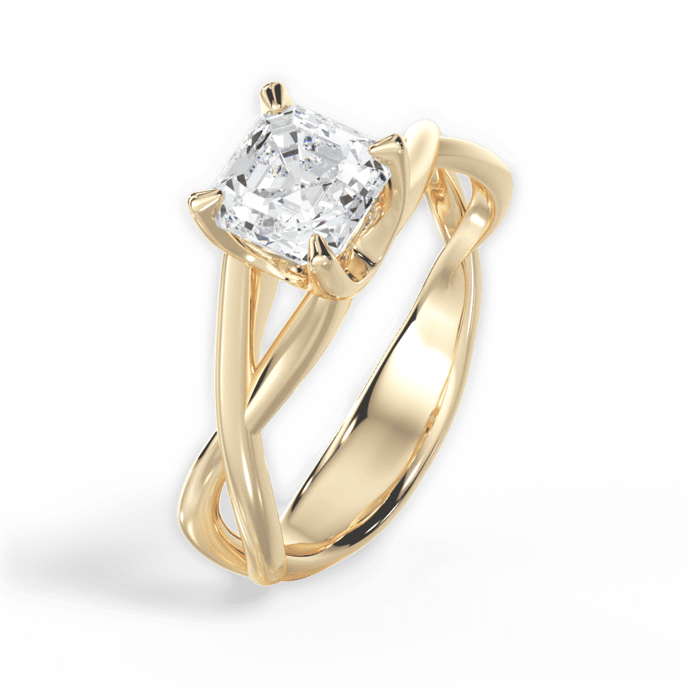 14kt Yellow Gold/18kt Yellow Gold/asscher/side