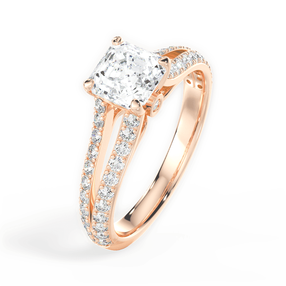 14kt Rose Gold/18kt Rose Gold/asscher/side