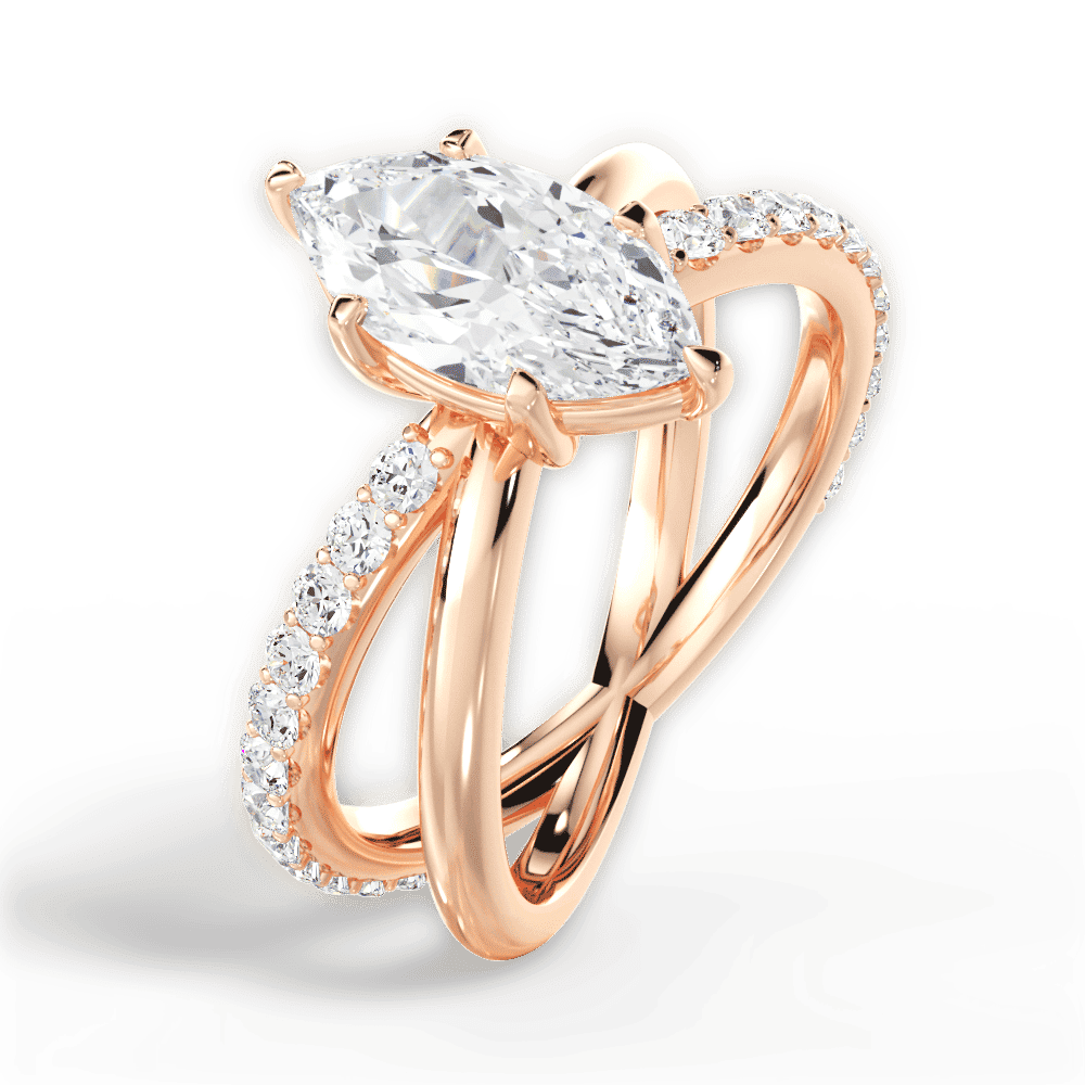 14kt Rose Gold/18kt Rose Gold/marquise/side