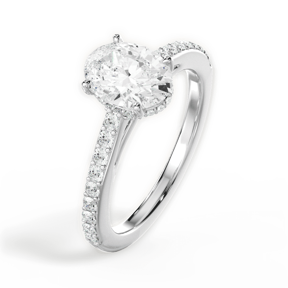 14kt White Gold/18kt White Gold/Platinum/oval/side