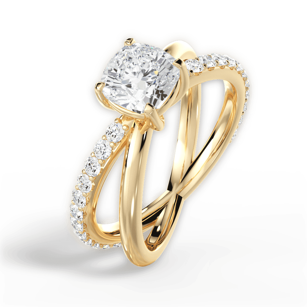 14kt Yellow Gold/18kt Yellow Gold/cushion/side