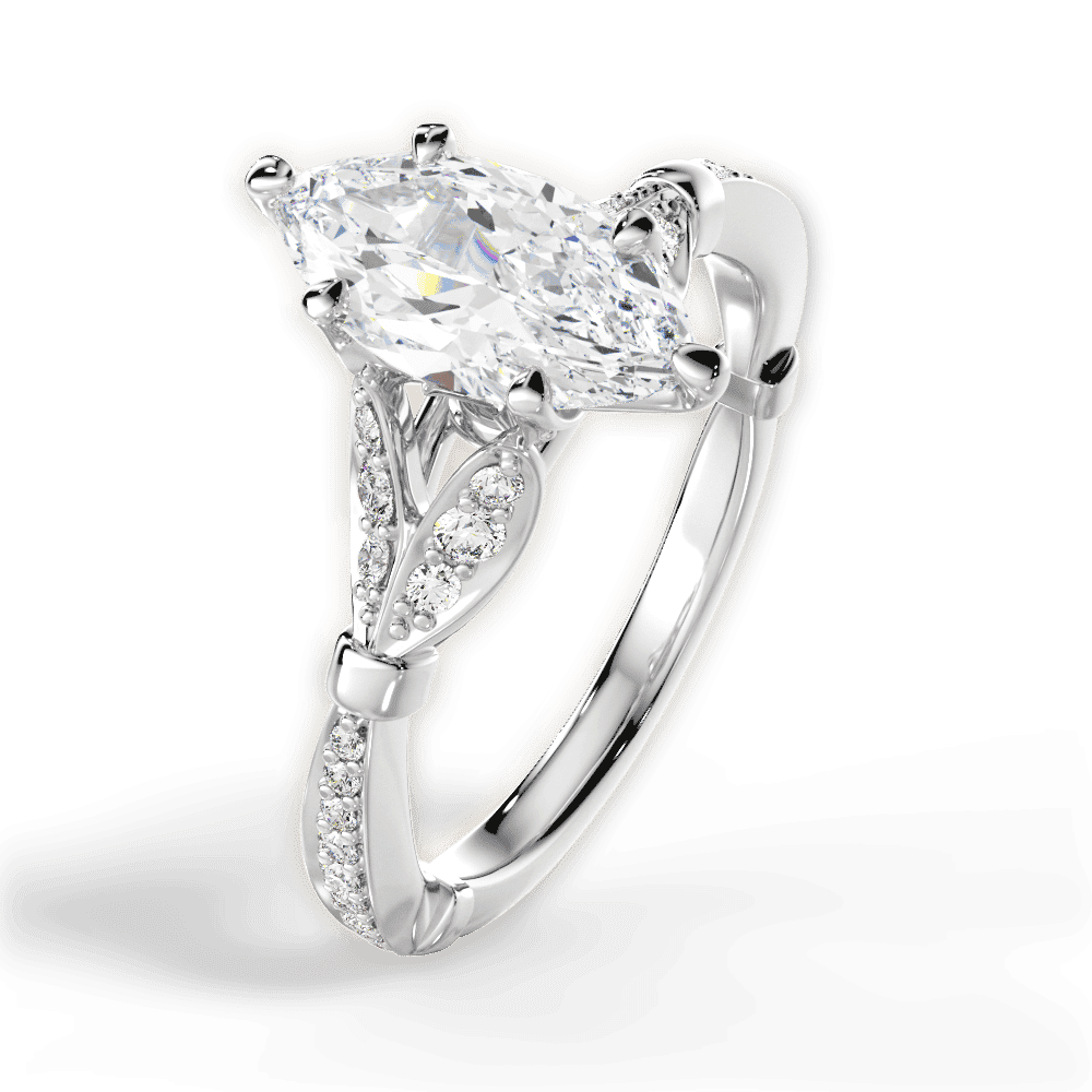 14kt White Gold/18kt White Gold/Platinum/marquise/side