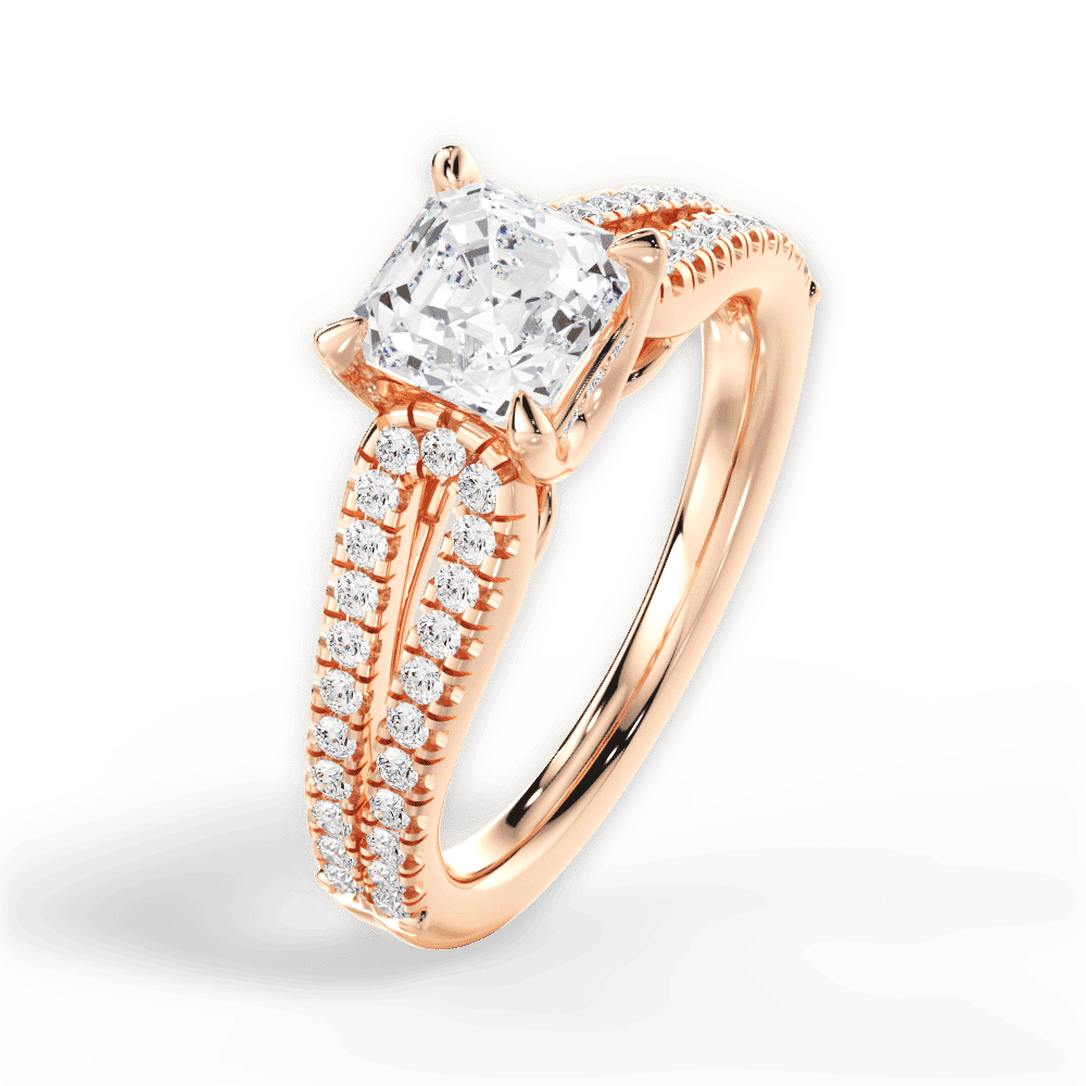 14kt Rose Gold/18kt Rose Gold/asscher/side