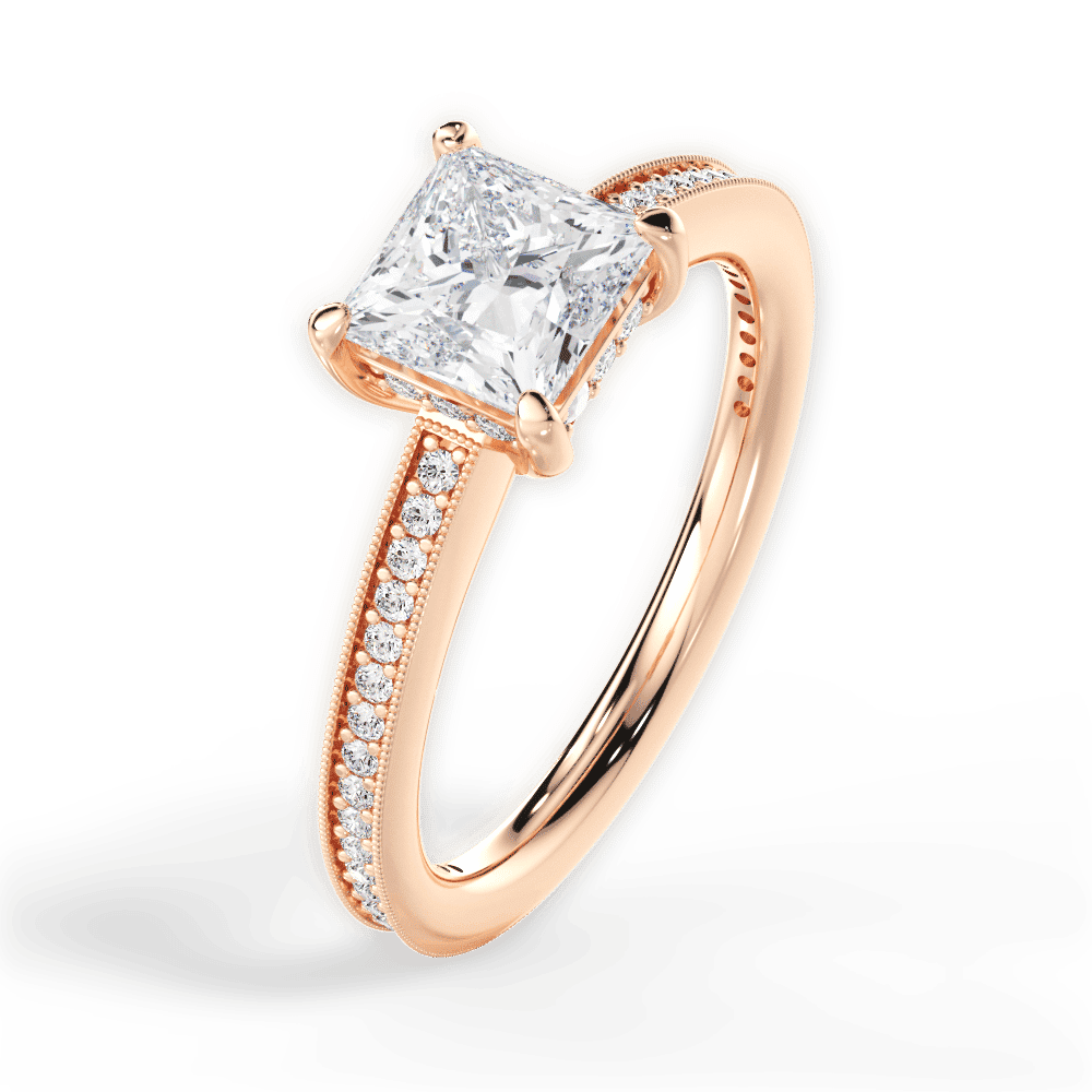 14kt Rose Gold/18kt Rose Gold/princess/side