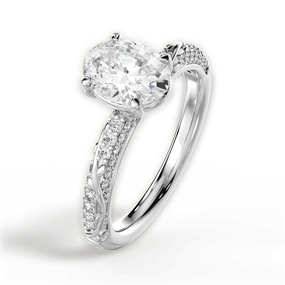 14kt White Gold/18kt White Gold/Platinum/oval/side