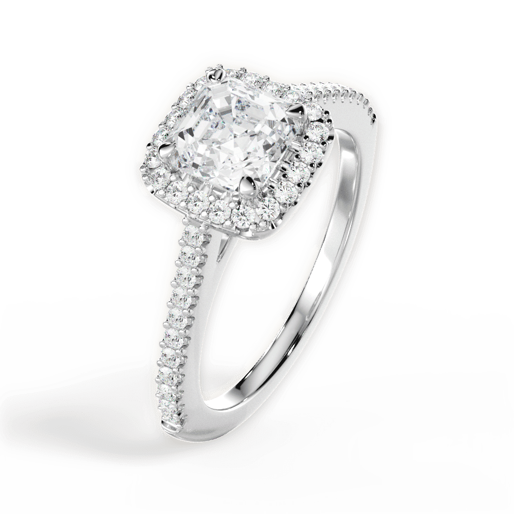 14kt White Gold/18kt White Gold/Platinum/asscher/side