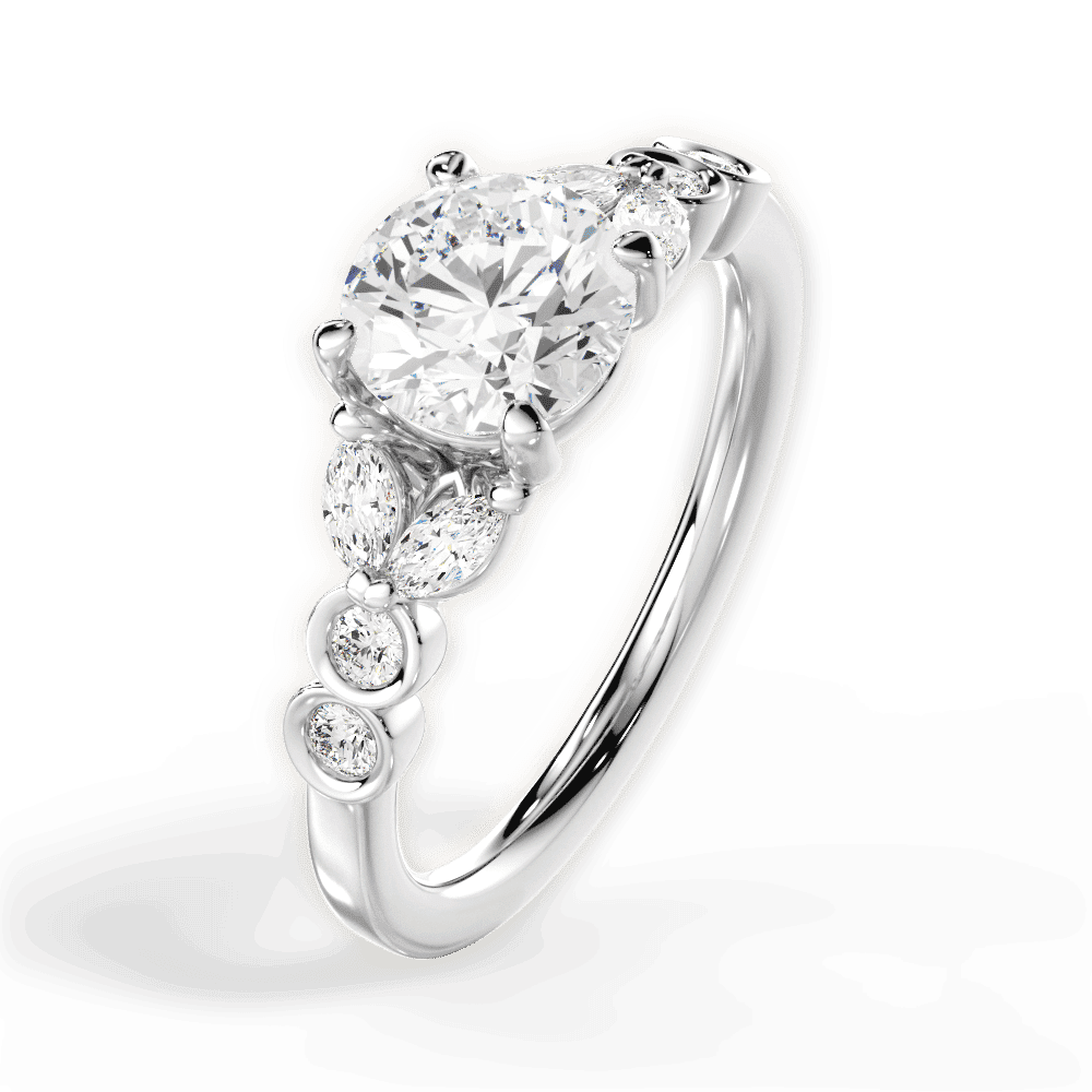 14kt White Gold/18kt White Gold/Platinum/round/side
