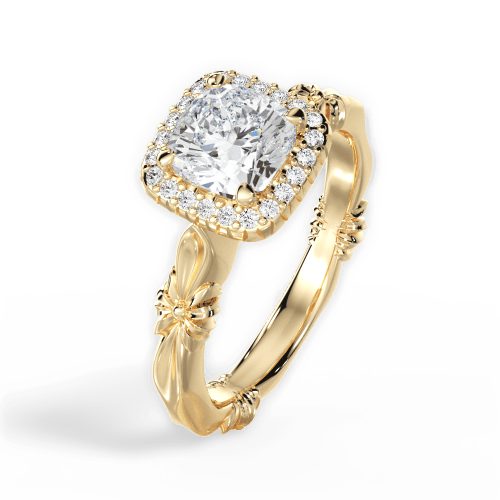 14kt Yellow Gold/18kt Yellow Gold/cushion/side