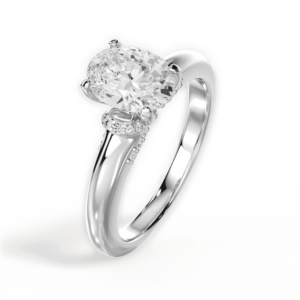 14kt White Gold/18kt White Gold/Platinum/oval/side