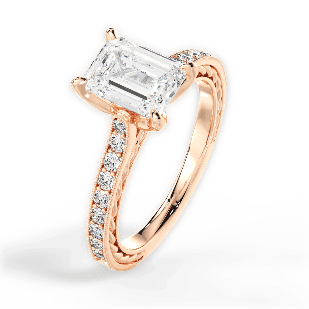 14kt Rose Gold/18kt Rose Gold/emerald/side