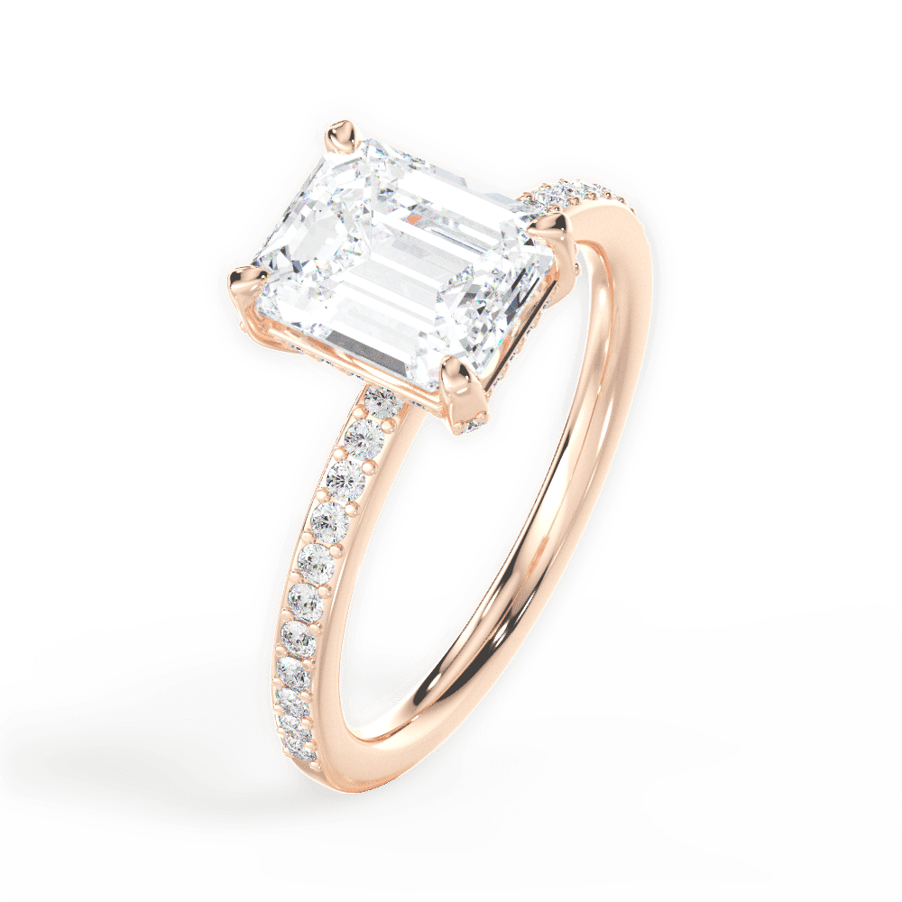 14kt Rose Gold/18kt Rose Gold/emerald/side