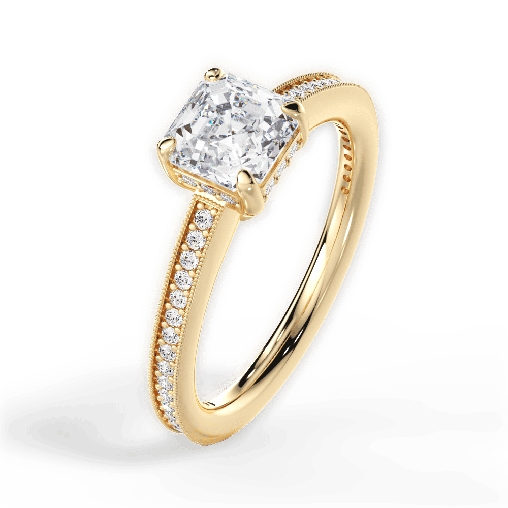 14kt Yellow Gold/18kt Yellow Gold/asscher/side