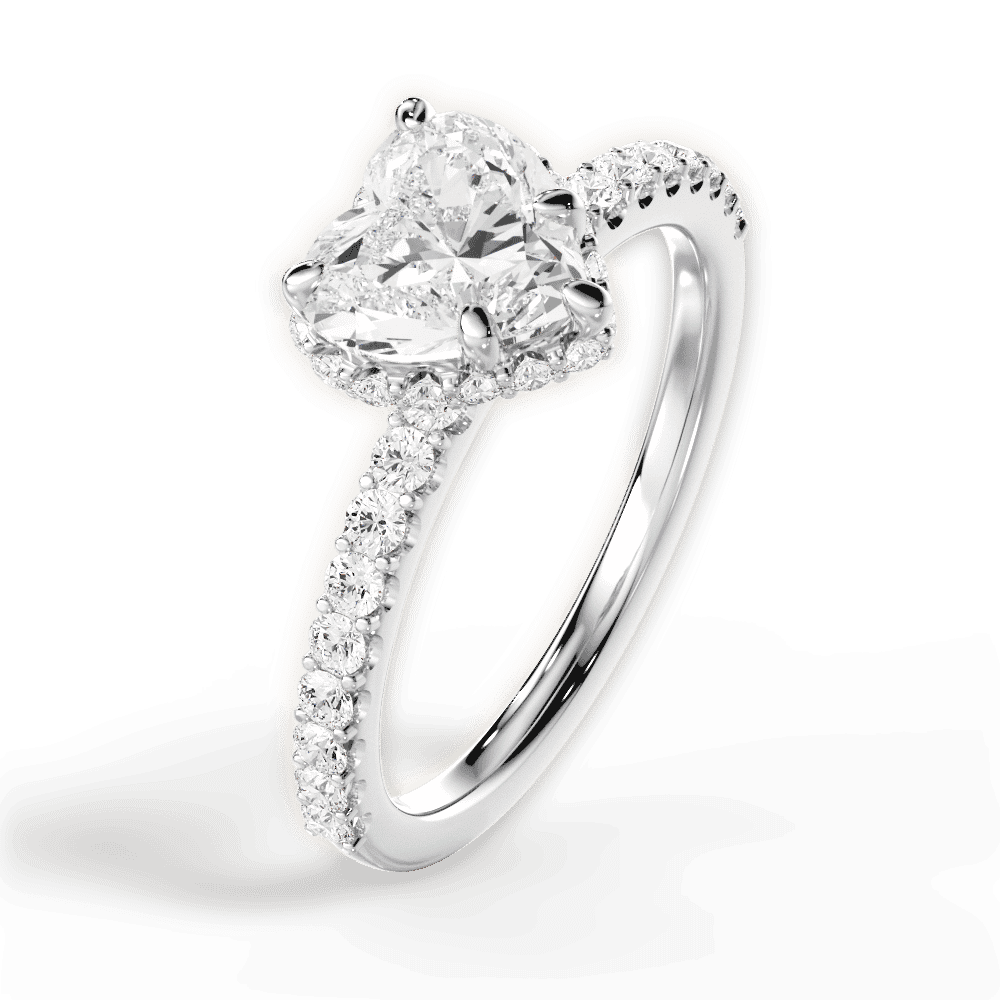 14kt White Gold/18kt White Gold/Platinum/heart/side