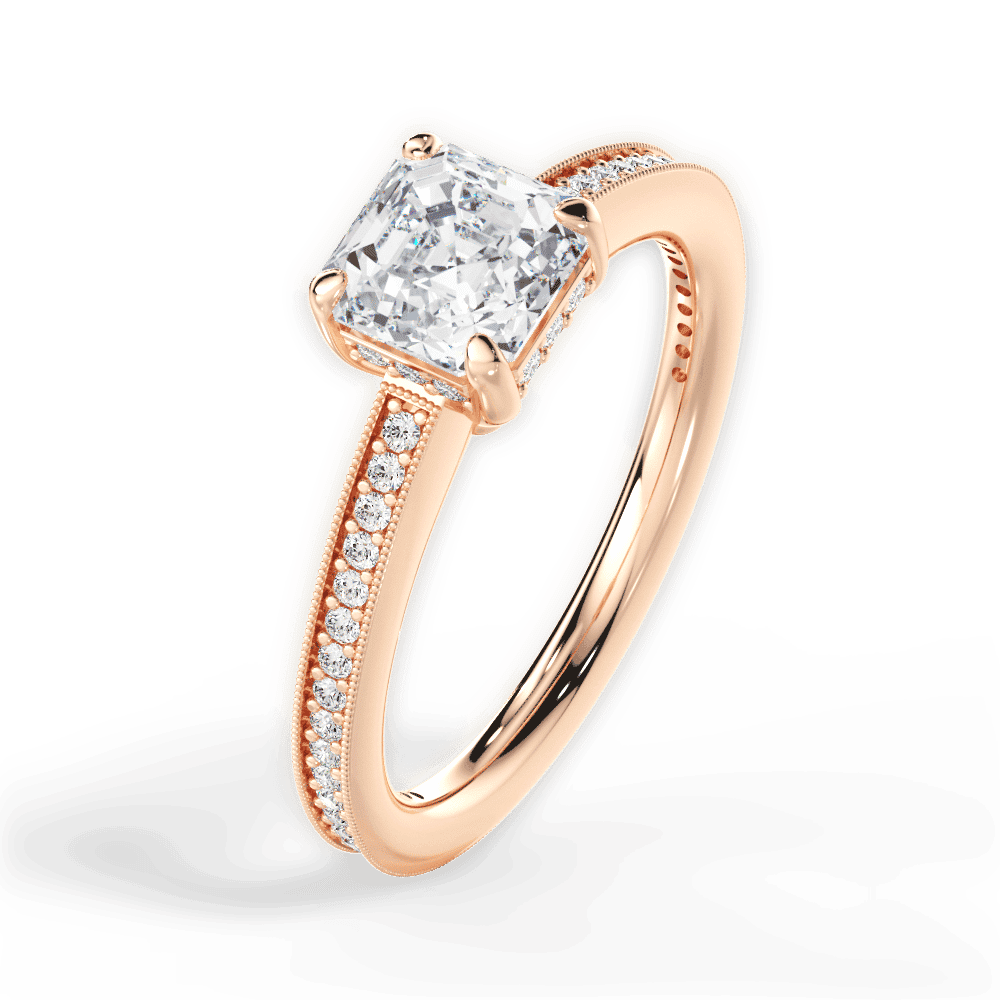14kt Rose Gold/18kt Rose Gold/asscher/side