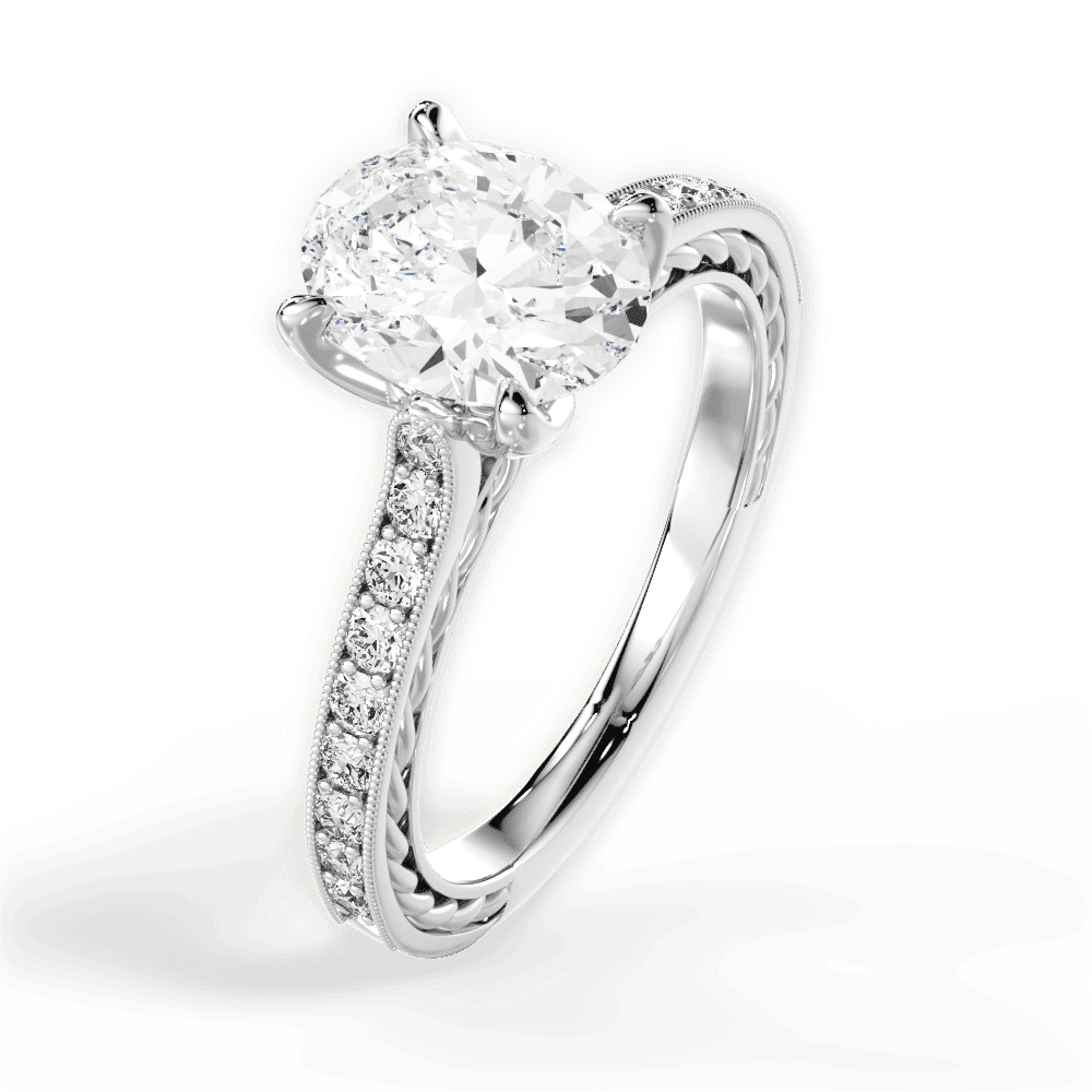 14kt White Gold/18kt White Gold/Platinum/oval/side