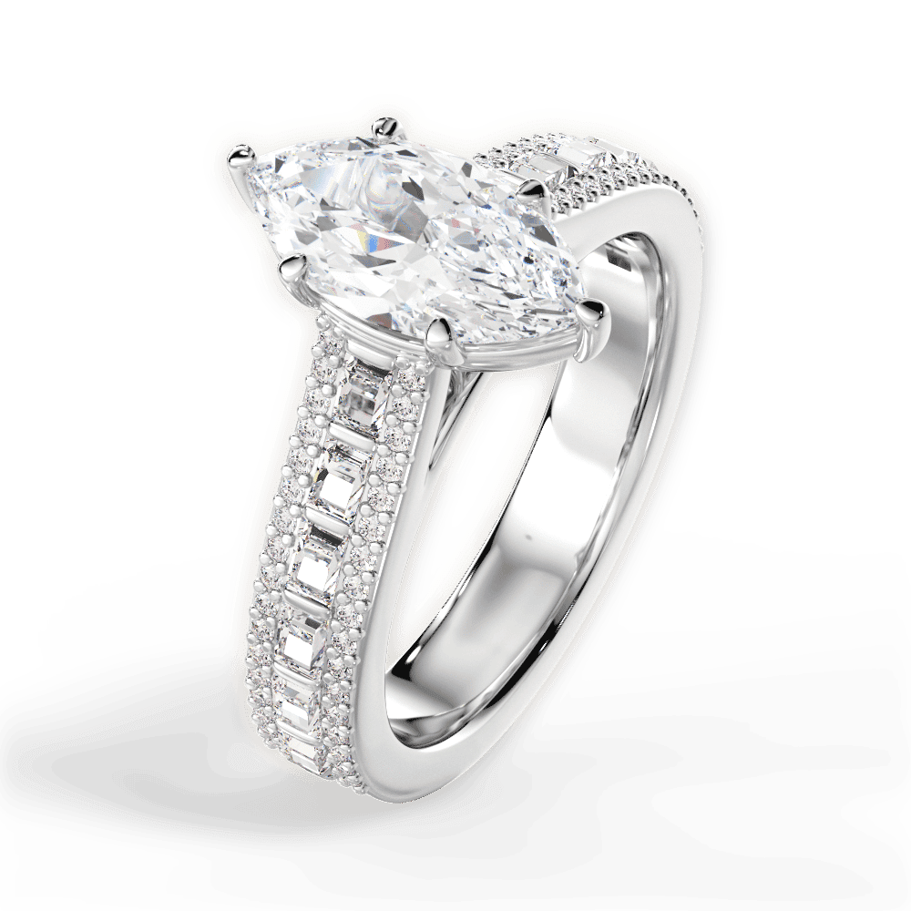 14kt White Gold/18kt White Gold/Platinum/marquise/side