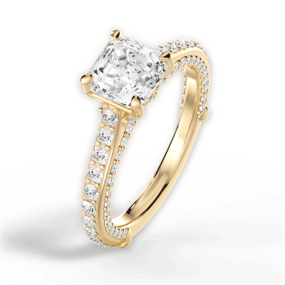 14kt Yellow Gold/18kt Yellow Gold/asscher/side